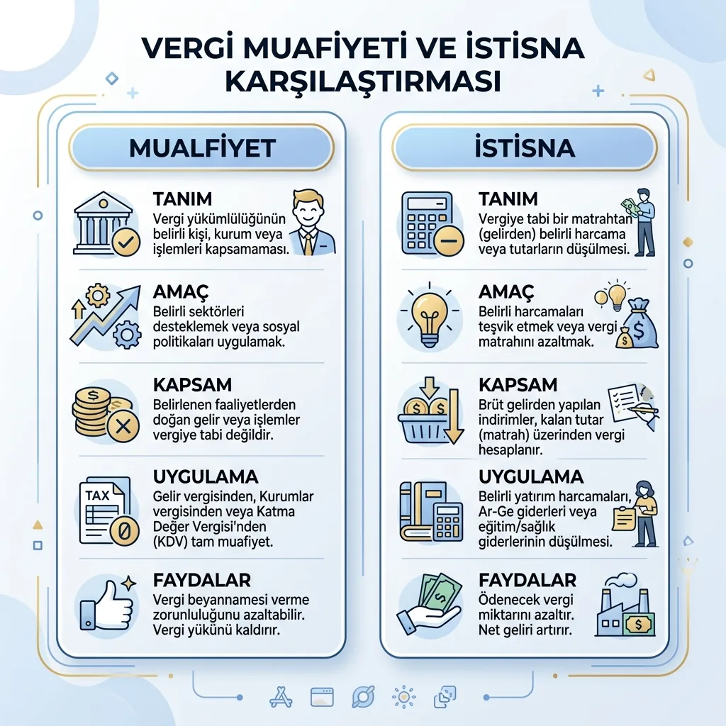 2026 Vergi Muafiyeti Rehberi: Hangi İstisna Kimler İçin Geçerli? içeriğini özetleyen infografik