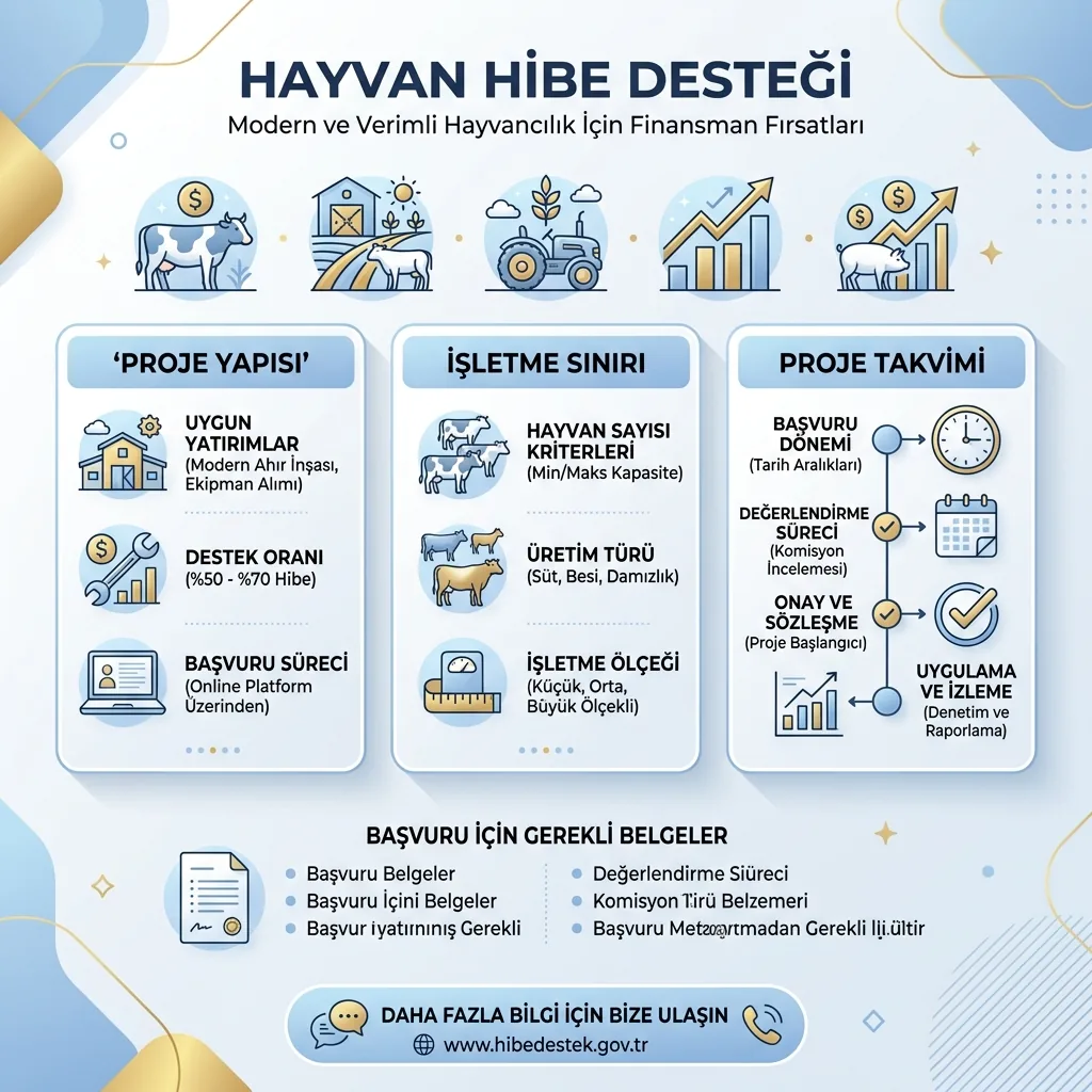 2026 Hayvan Hibe Desteği Başvurusu Nasıl Yapılır? Güncel Şartlar içeriğini özetleyen infografik