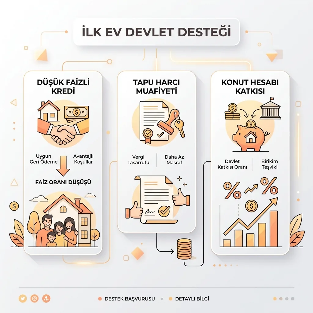 2026 İlk Ev Alacaklara Devlet Desteği Var mı? Güncel Resmî Rotalar içeriğini özetleyen infografik