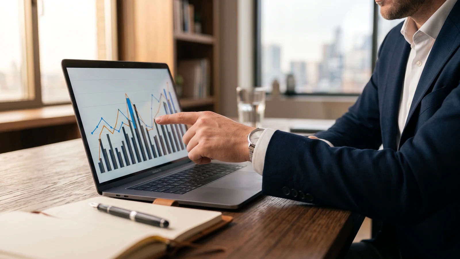 Finansal grafiği inceleyen işletme sahibi