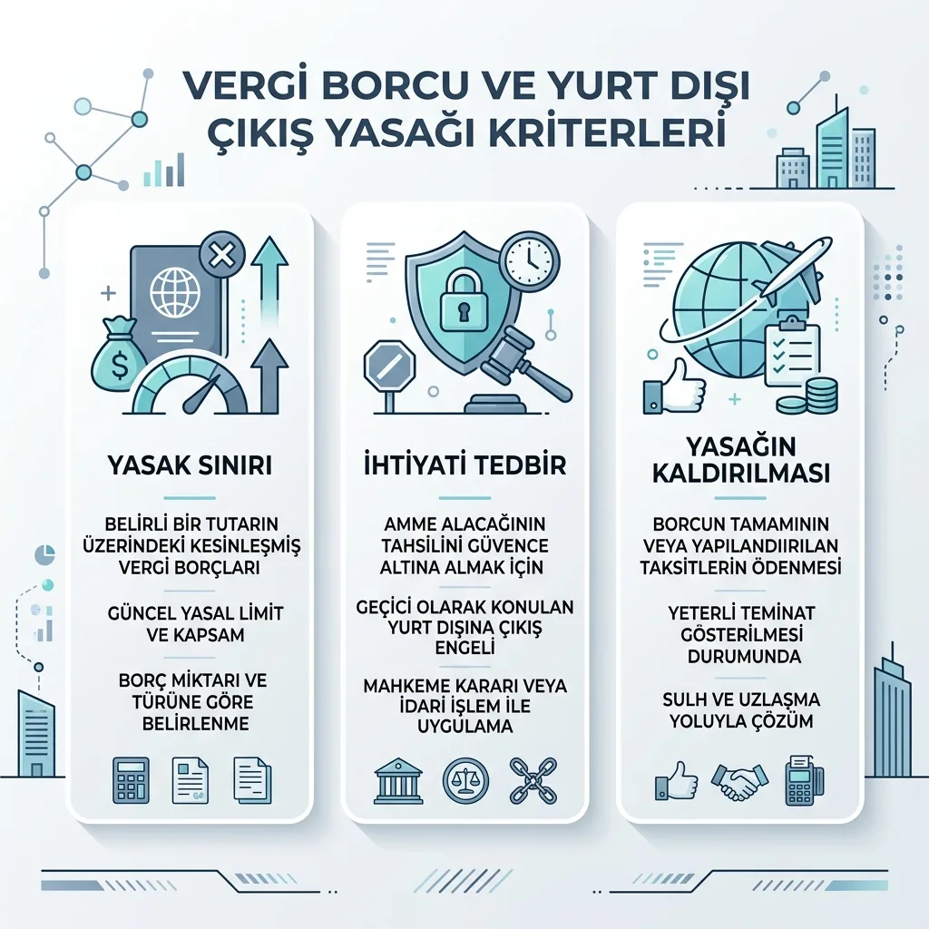 2026’da Vergi Borcu Olan Yurtdışına Çıkabilir mi? Güncel Hukuki Durum içeriğini özetleyen infografik