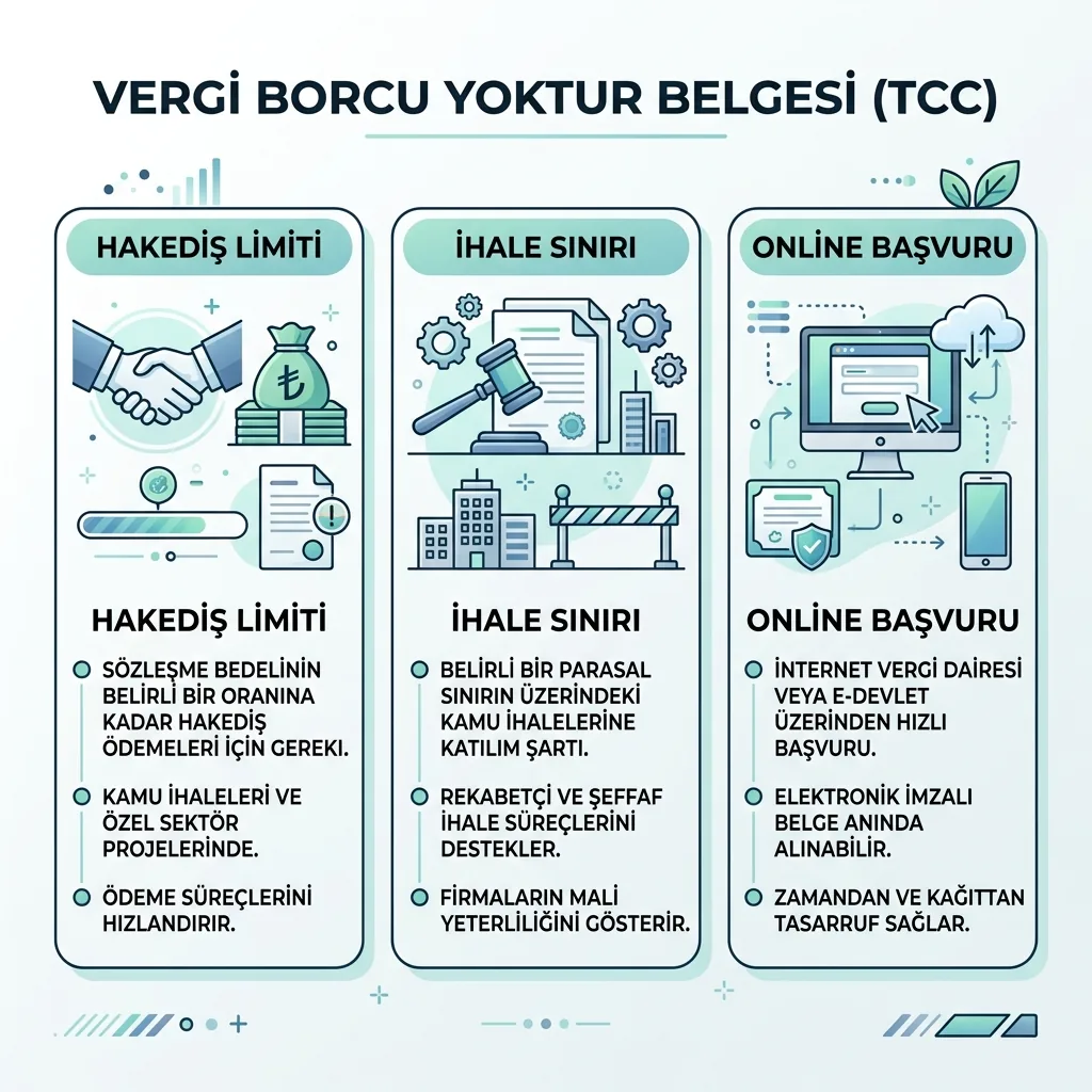 2026 Vergi Borcu Yoktur Limiti Nedir? 22/A Eşiği ve Belge Mantığı içeriğini özetleyen infografik