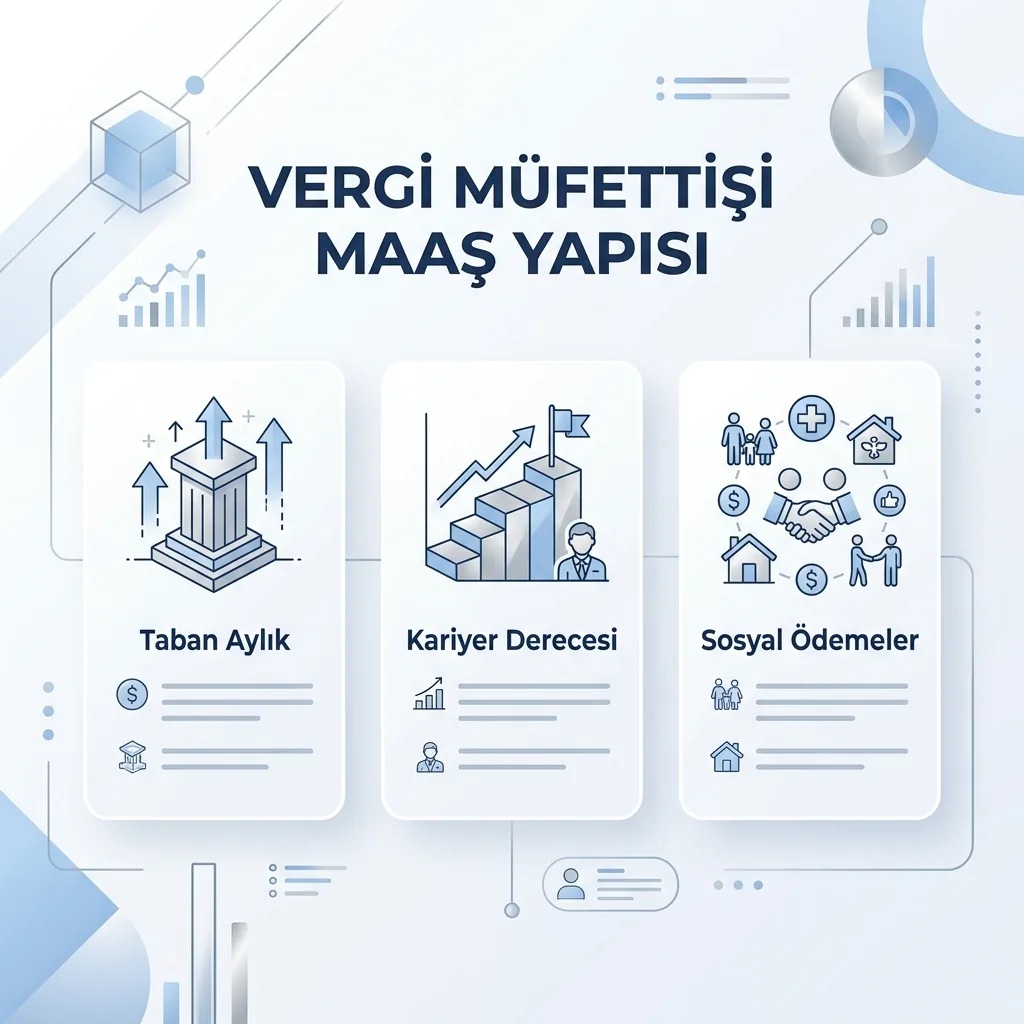 2026 Vergi Müfettişi Maaşı Ne Kadar? Yardımcı-Müfettiş Farkı içeriğini özetleyen infografik